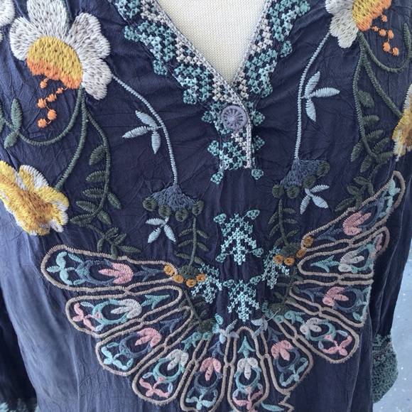 Johnny Was Long Sleeved Tunic Blouse Top - Picture 4 of 14